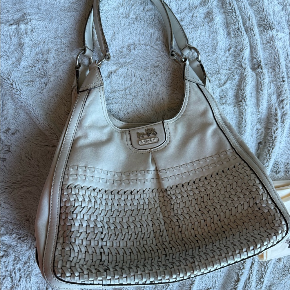 Coach Maggie Madison woven leather shoulder bag with original dust bag